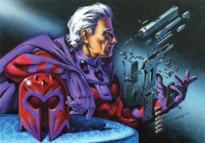 Magneto damaging a gun with magnets