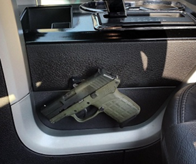 how to hide a gun in a car with a gun magnet next to the center console