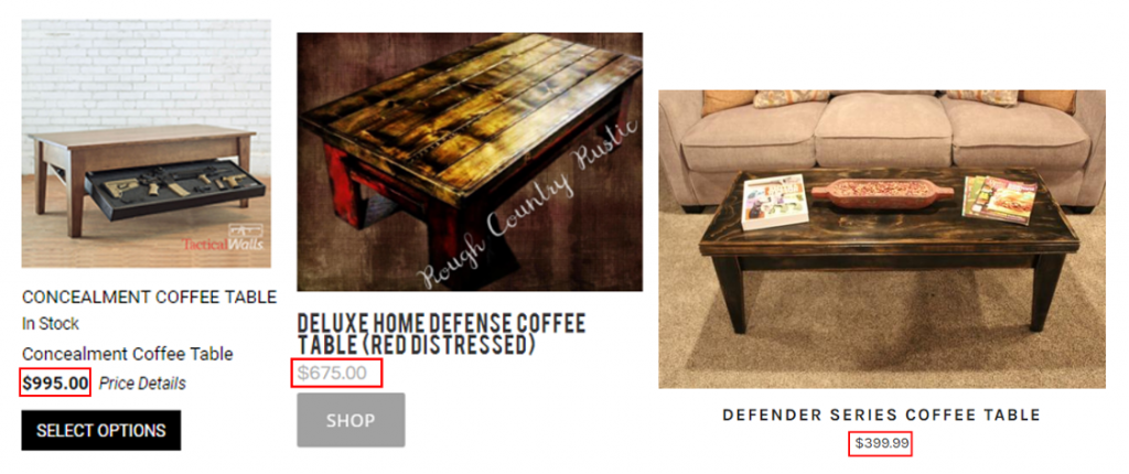 gun concealment coffee tables