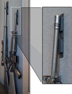 long rifle on gun magnet on gun safe