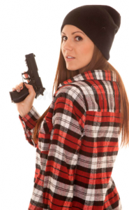 plaid shirt with gun